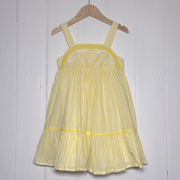 TAHARI VGUC 100% Cotton Lined Stripped Rickrack Lemon Citrus Fruit Dress - Picture 1 of 2
